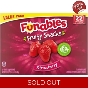 Funables Fruity Snacks Strawberry 22g Pouches x 22 per 498g Box